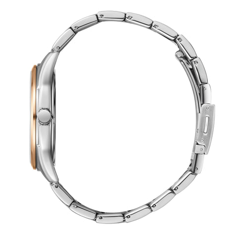 Lee Cooper LC08007.530 men's analog watch featuring a round two-tone silver and rose gold case with a silver dial.
