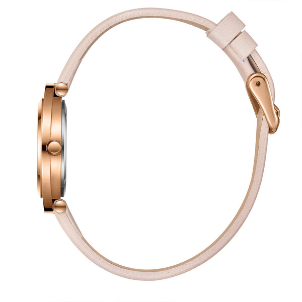 Lee Cooper LC08034.424 women's analog watch featuring a pink leather strap and a mother of pearl dial.
