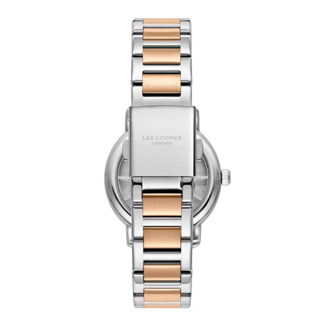 Lee Cooper LC08037.530 women's analog watch featuring a round silver case and silver dial.
