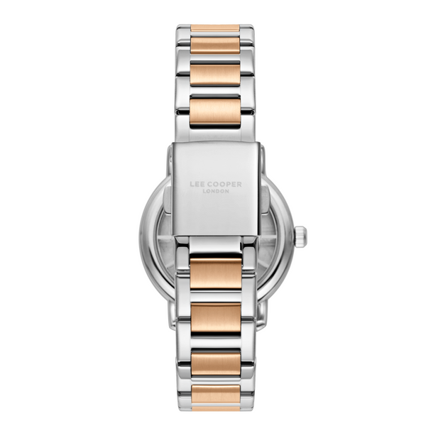 Lee Cooper LC08037.530 women's analog watch featuring a round silver case and silver dial.
