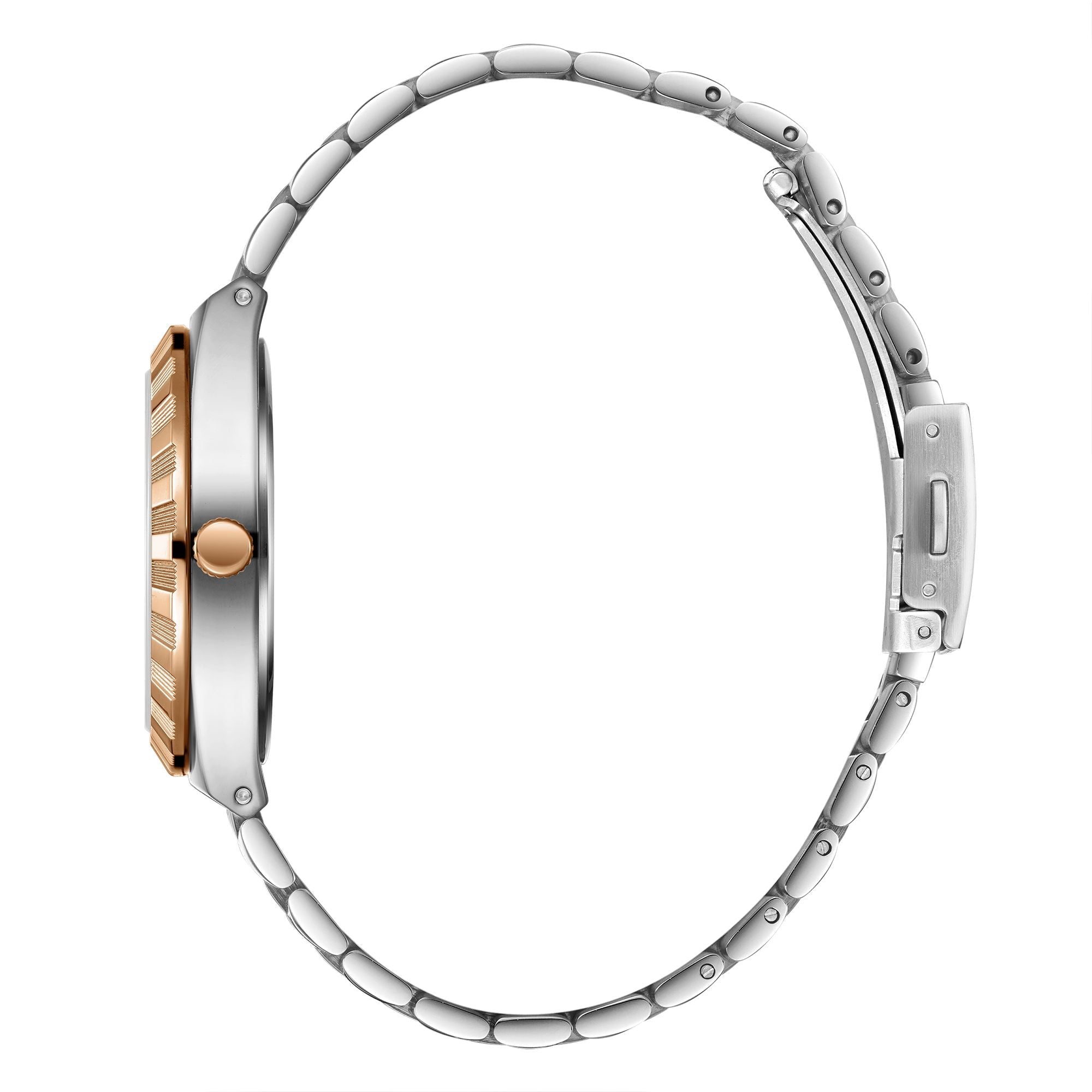 Lee Cooper LC08060.560 men's analog watch featuring a round two-tone silver and rose gold case with a black dial.
