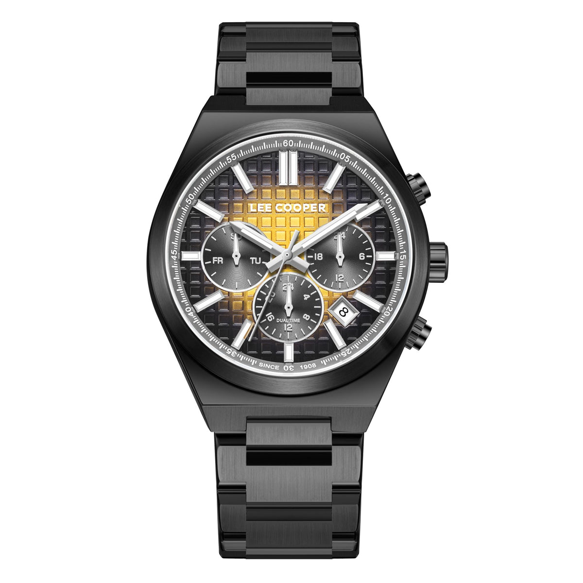 Lee Cooper LC08084.060 men's multifunction watch featuring a round gunmetal gray case and matching dial.

