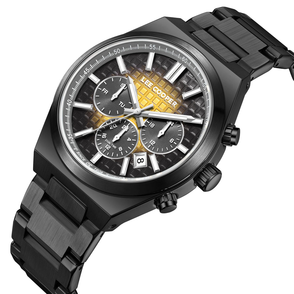 Lee Cooper LC08084.060 men's multifunction watch featuring a round gunmetal gray case and matching dial.
