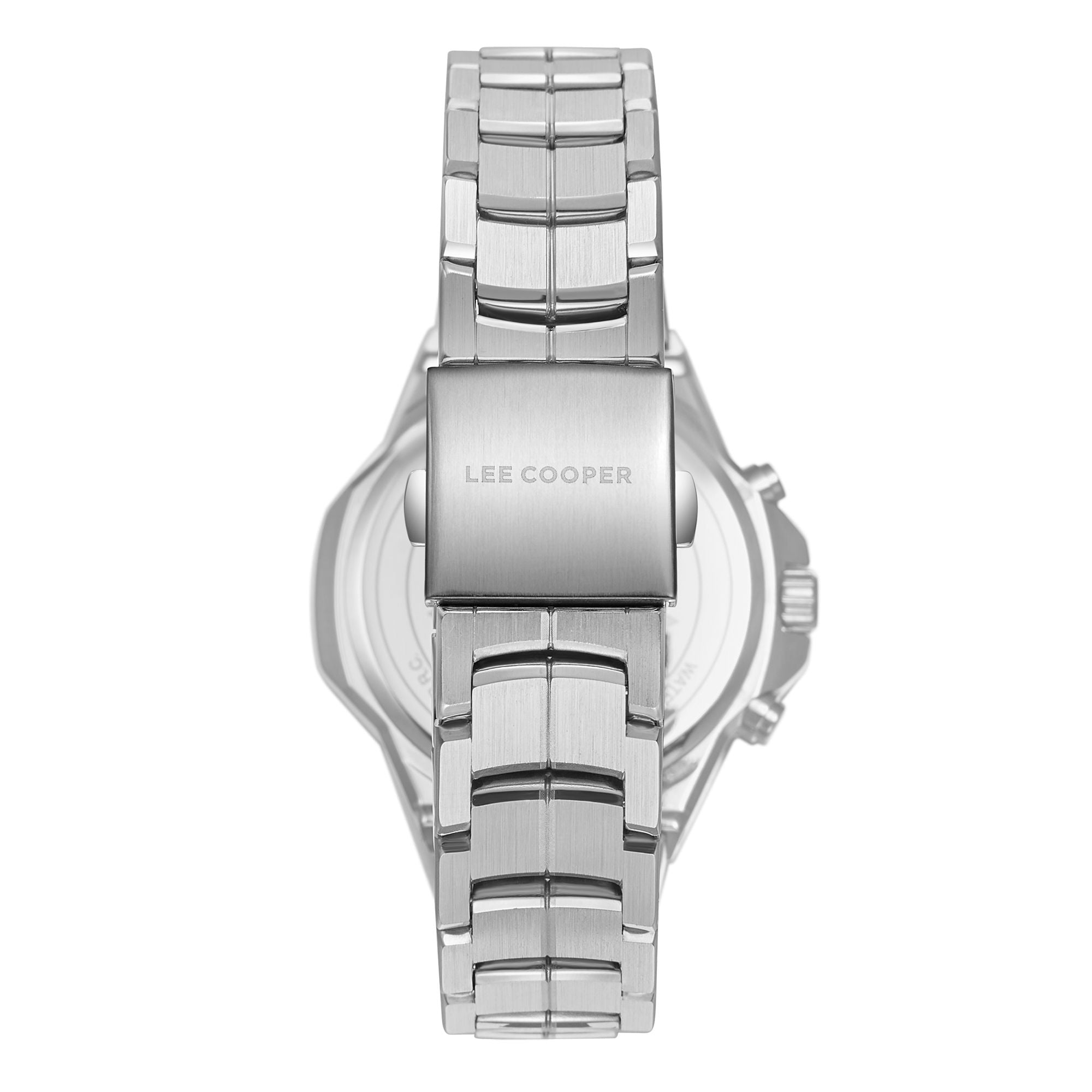 Lee Cooper LC08087.340 men's multifunction watch featuring a round silver case and dark brown dial.
