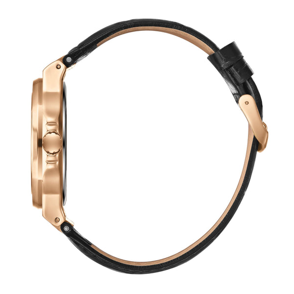 Lee Cooper LC08108.451 men's analog watch featuring a rose gold case and black dial.
