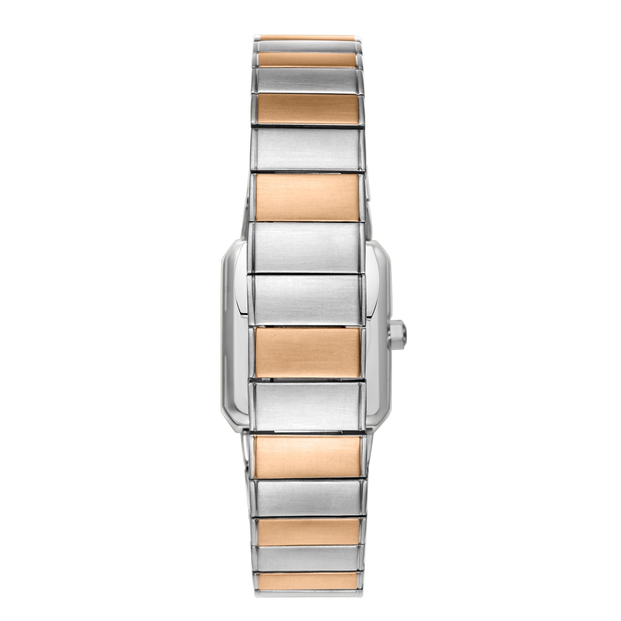 Lee Cooper LC08131.520 women's analog watch featuring a white rectangle dial and metal strap.
