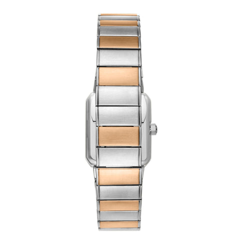 Lee Cooper LC08131.520 women's analog watch featuring a white rectangle dial and metal strap.
