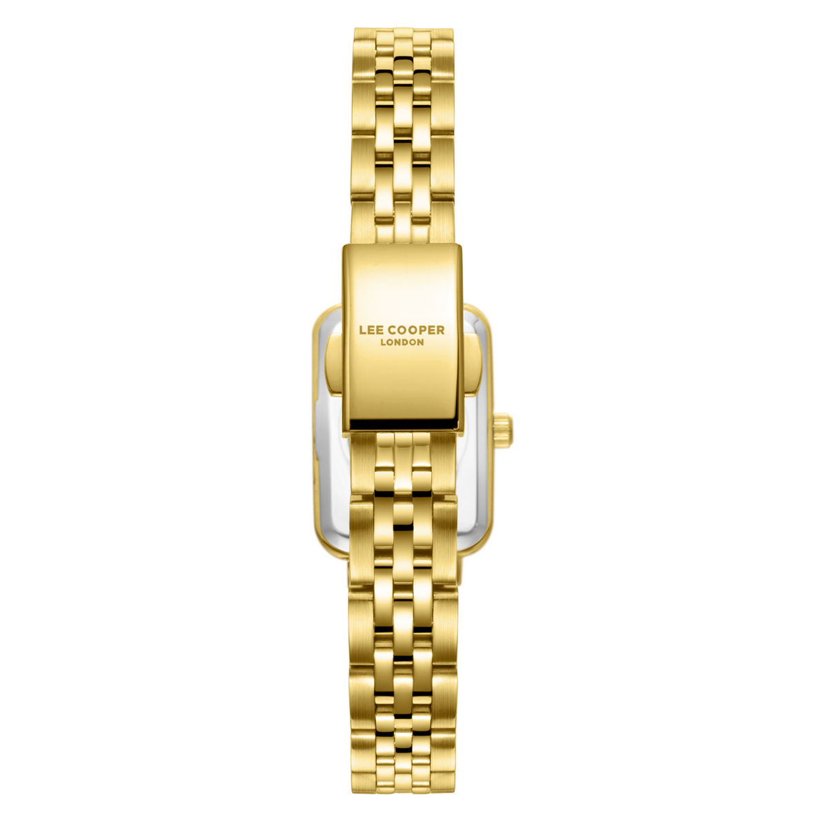 Lee Cooper LC08232.170 women's analog watch with a rectangular gold case and dark green dial.
