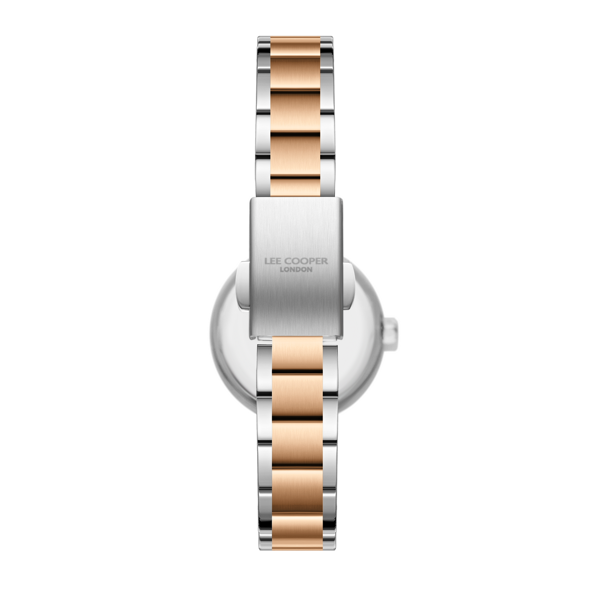 Lee Cooper LC08279.590 women's analog watch featuring a round silver case and dark blue dial.
