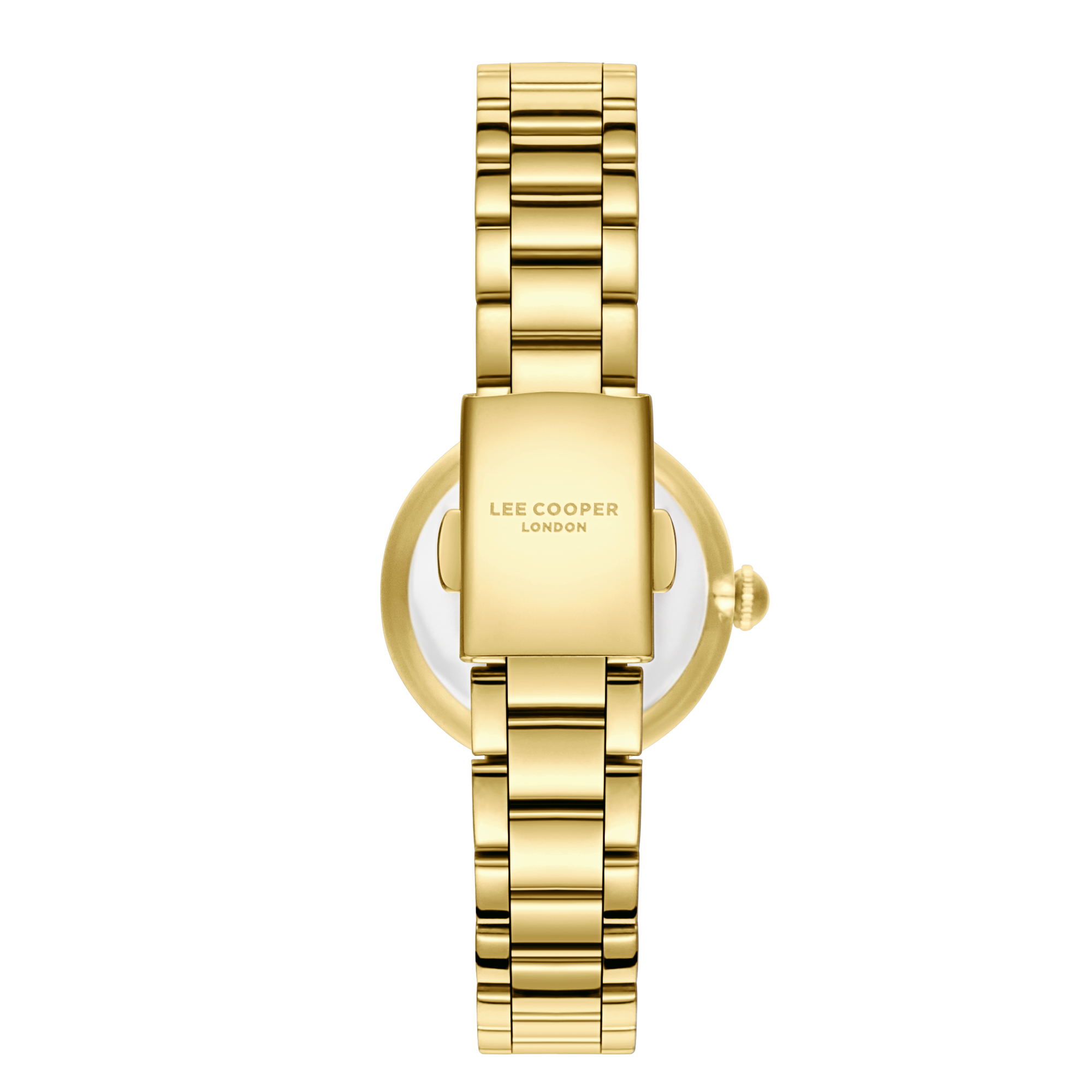 Lee Cooper LC08279.120 women's analog watch featuring a round gold case and white dial.
