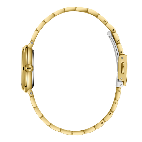 Lee Cooper LC08279.170 women's analog watch featuring a round gold case and dark green dial.
