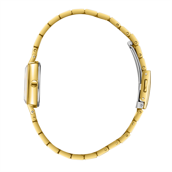 Lee Cooper LC08283.170 women's analog watch featuring a square gold case and green dial.
