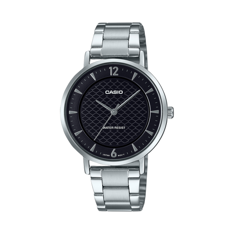 Casio LTP-V004D-1A women’s black dial stainless steel watch