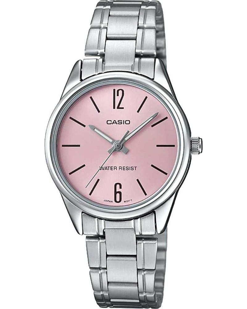 Casio LTP-V005D-4B2 women’s watch with pink dial and silver stainless steel strap Main image