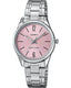 Casio LTP-V005D-4B2 women’s watch with pink dial and silver stainless steel strap