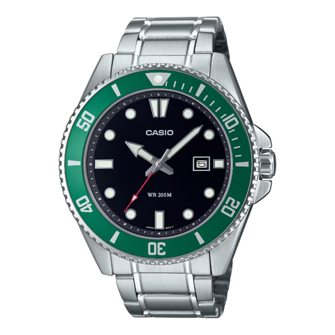 Casio MDV-107D-3A green dial stainless steel dive watch for men