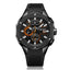 Megir MN2053G-BK-1N11 quartz chronograph men's watch with black silicone strap and orange accents