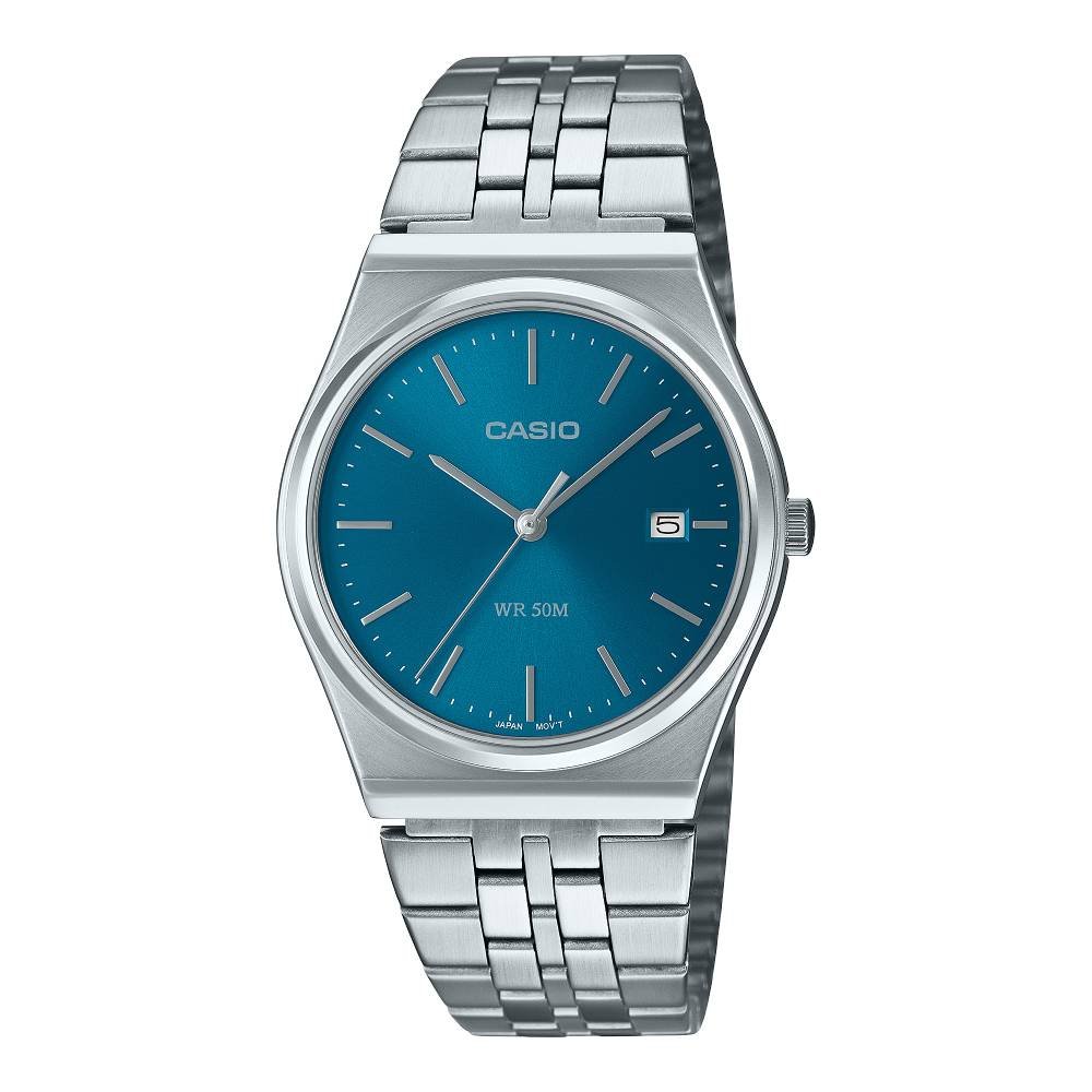 Casio MTP-B145D-2A2 men’s stainless steel watch with blue dial Main image