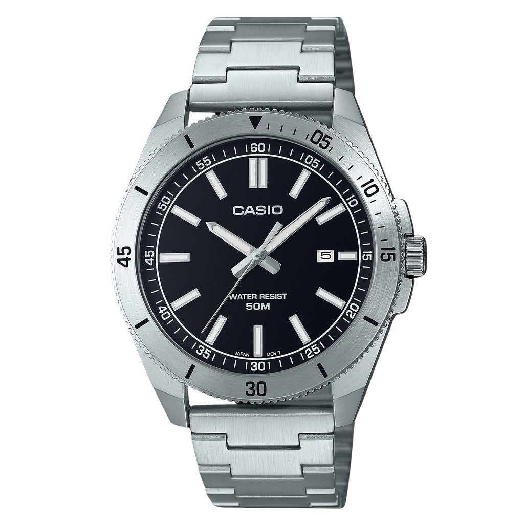 Casio MTP-B155D-1E men's stainless steel analog watch silver dial Main image