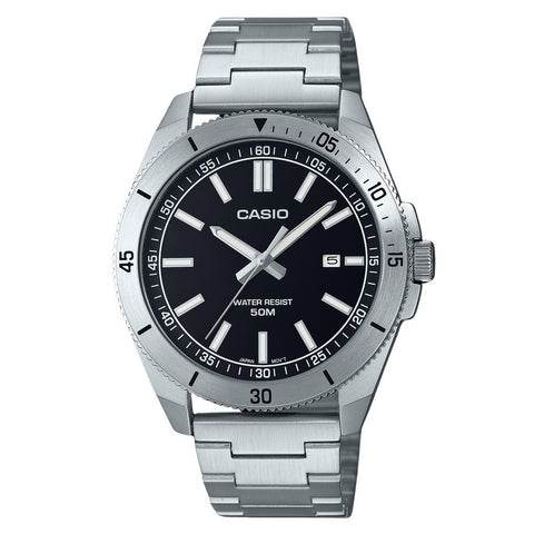 Casio MTP-B155D-1E men's stainless steel analog watch silver dial