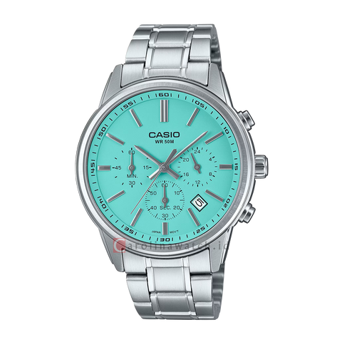 Casio MTP-E515D-2A2 men’s stainless steel watch with blue dial analog display