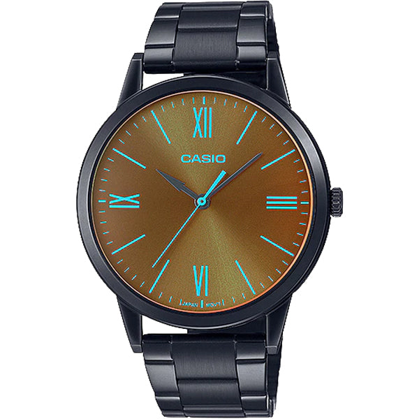 Casio MTP-E600B-1B black stainless steel men's analog watch front view Main image