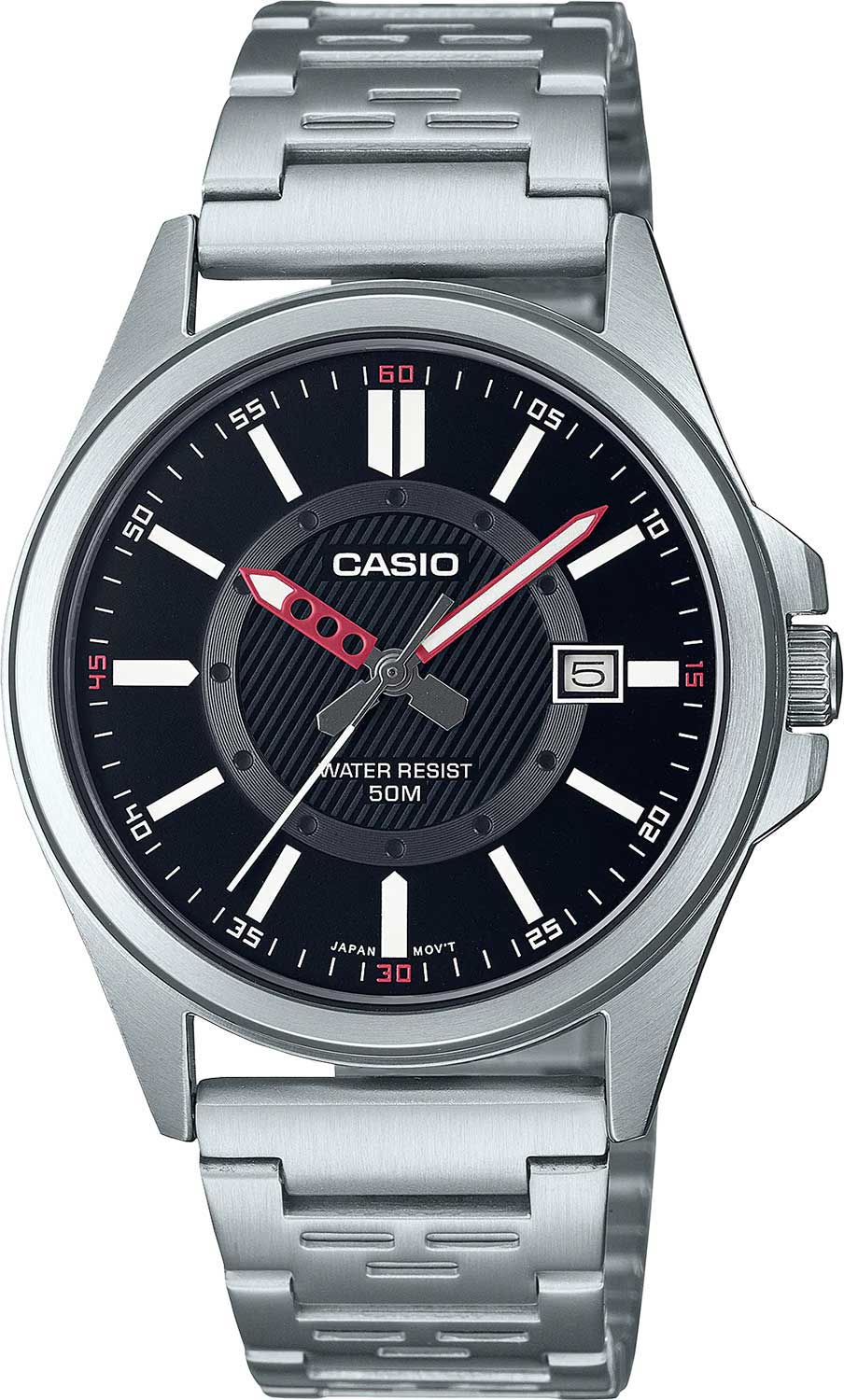 Casio MTP-E700D-1E men's stainless steel watch with black dial Main image