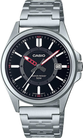 Casio MTP-E700D-1E men's stainless steel watch with black dial