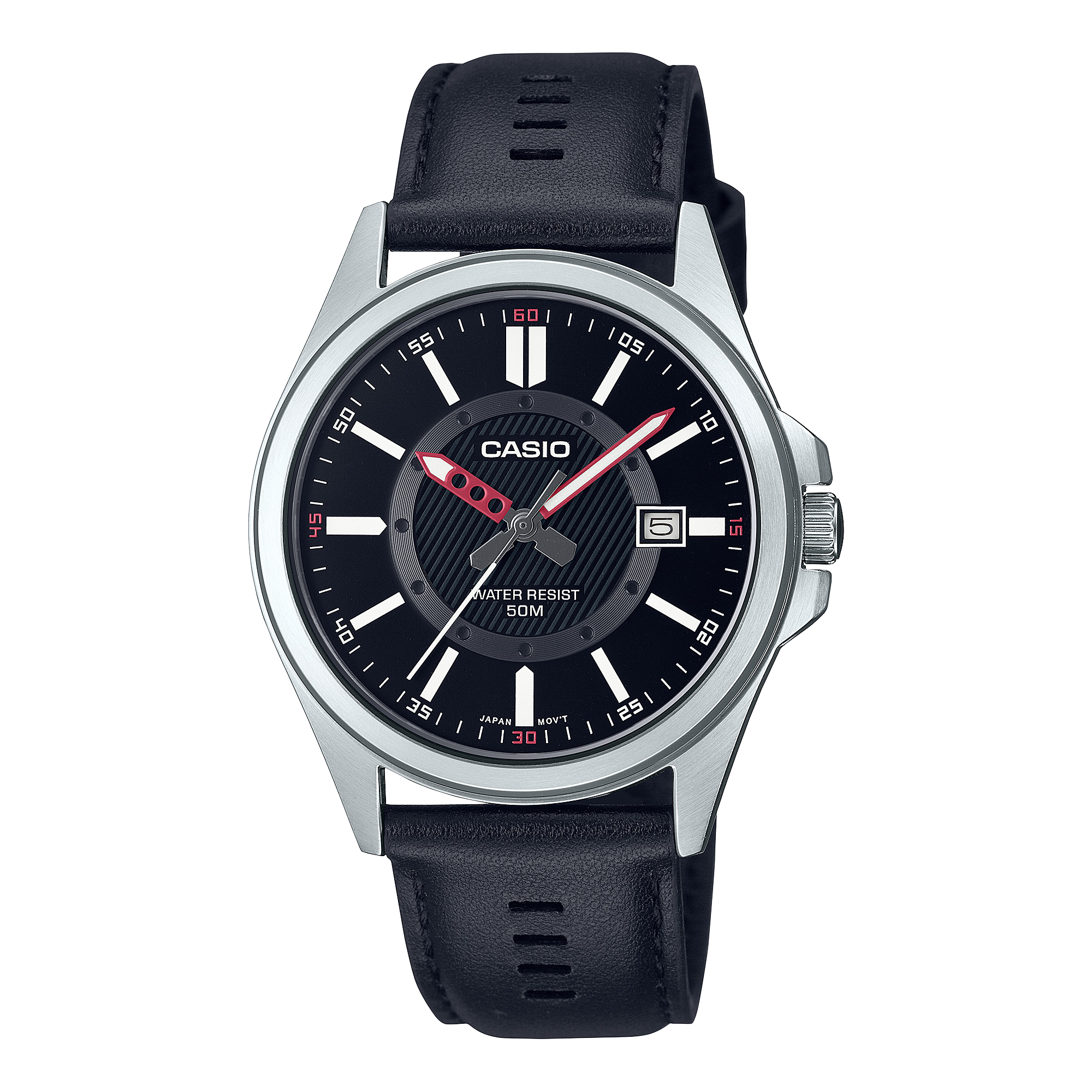 Casio MTP-E700L-1E black dial men's watch with leather strap Main image