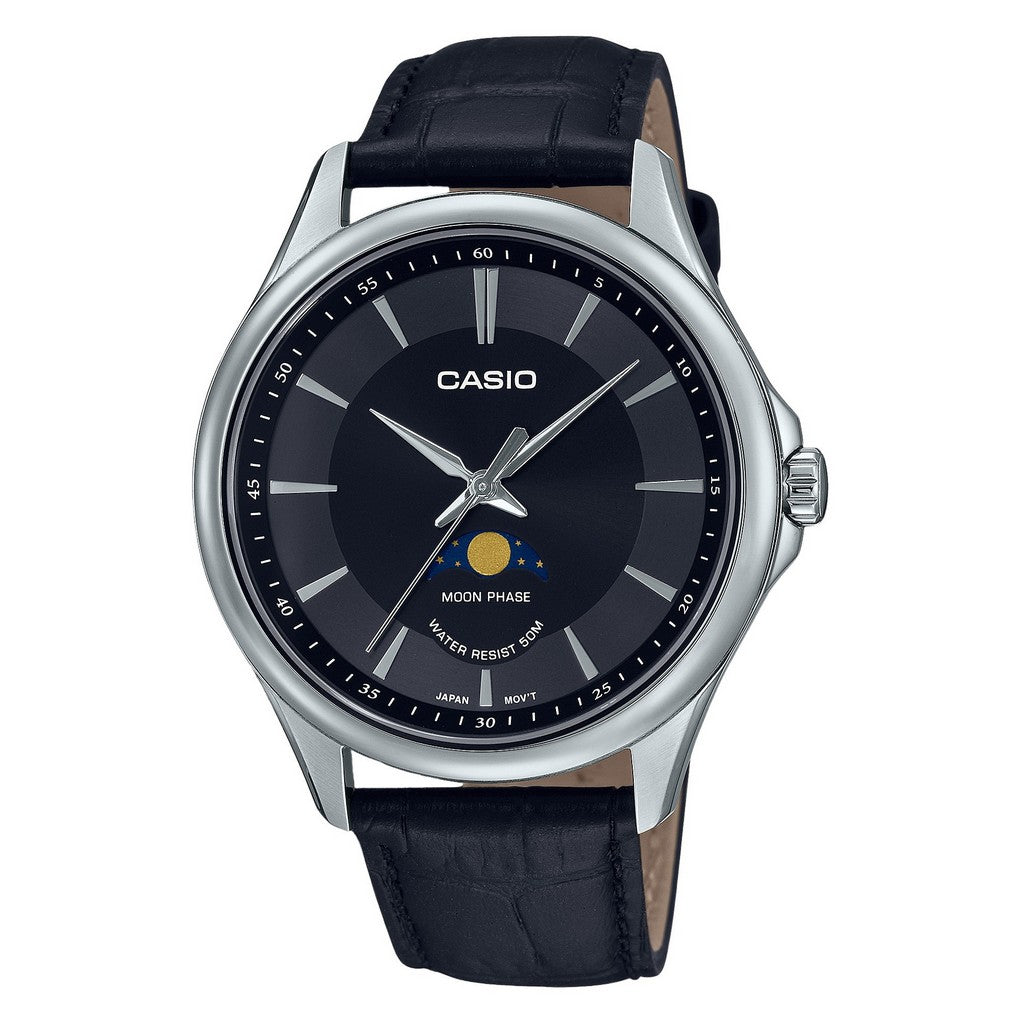 Casio MTP-M100L-1A men’s analog watch with moon phase black dial Main image