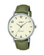 Casio MTP-VT03L-7B men’s minimalist analog wrist watch with white dial and black leather strap