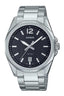 Casio MTP-E725D-1A black dial stainless steel men’s watch front view