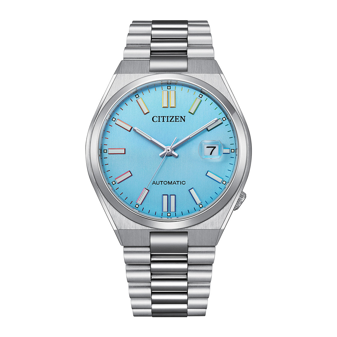 Citizen Tsuyosa NJ0151-53L men’s automatic watch with sky blue dial, stainless steel bracelet, sapphire crystal, and date display Main image