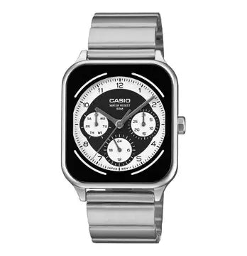 Casio MTP-M307D-1BV men's black dial moon phase stainless steel analog watch Main image