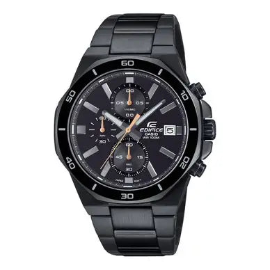 Casio Edifice EFV-640DC-1A men's black ion-plated stainless steel chronograph watch