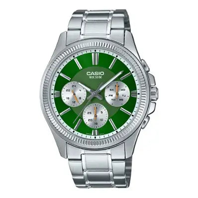 Casio MTP-1375D-3AV men's green dial stainless steel multifunction analog watch Main image