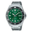 Casio MDV-107D-3A2VDF men's green dial stainless steel 200M diver quartz watch with rotating bezel
