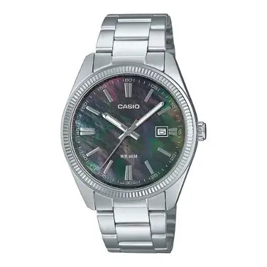 Casio MTP-1302DS-1AVDF men's black mother of pearl dial stainless steel analog watch