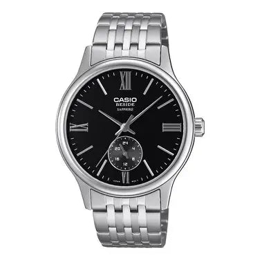 Casio BMS-100D-1A men’s stainless steel analog wristwatch with silver dial and quartz movement