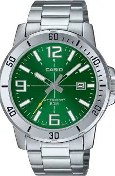 Casio MTP-VD01D-3BV men's green dial stainless steel analog watch Main image