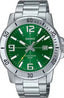 Casio MTP-VD01D-3BV men's green dial stainless steel analog watch