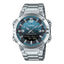 Casio AMW-870DA-2A2 stainless steel analog digital men’s watch with blue dial and silver strap