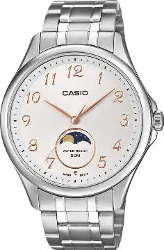 Casio MTP-M110D-7A silver stainless steel analog men’s wristwatch with date display, elegant casual and formal timepiece Main image
