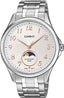 Casio MTP-M110D-7A silver stainless steel analog men’s wristwatch with date display, elegant casual and formal timepiece