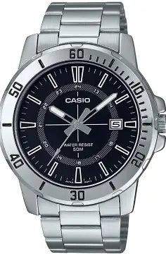Casio MTP-VD01D-1CVUDF men's black dial stainless steel analog watch