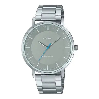 Casio MTP-VT04D-8E men’s analog stainless steel wristwatch with minimalist dial design and elegant silver bracelet