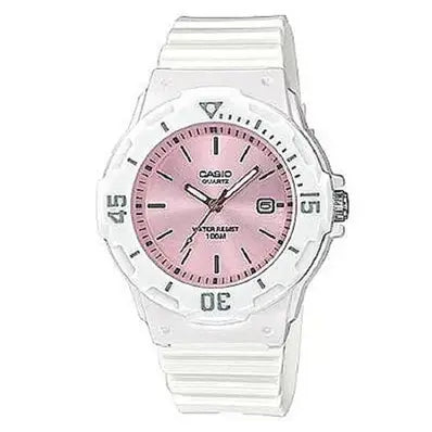 Pink Casio LRW-200H-4E3 women’s analog wristwatch with resin strap and water-resistant sporty design on white background. Main image