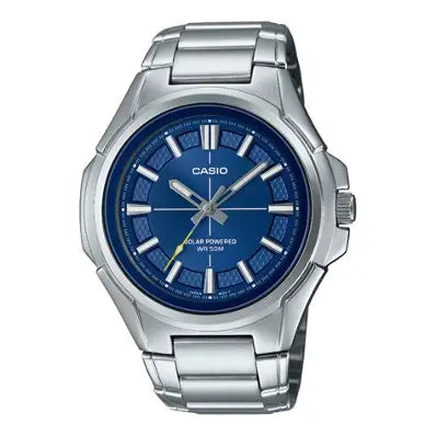 Casio MTP-RS100D-2AV men's solar powered stainless steel watch with blue analog dial Main image