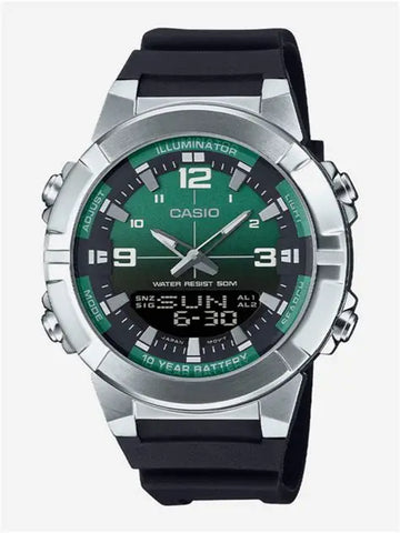 Casio AMW-870A-3A men’s stainless steel analog digital wristwatch silver sporty water resistant watch with dual time display