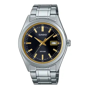 asio MTP-B180D-1A2 men’s stainless steel analog watch with silver dial and quartz movement, elegant formal wristwatch design Main image